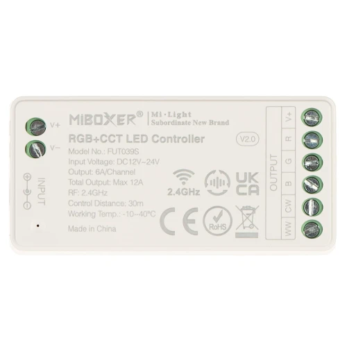 LED világításvezérlő LED-RGBW-WC/RF 2.4 GHz, RGBCCT (RGBWW) 12... 24V DC MiBOXER / Mi-Light
