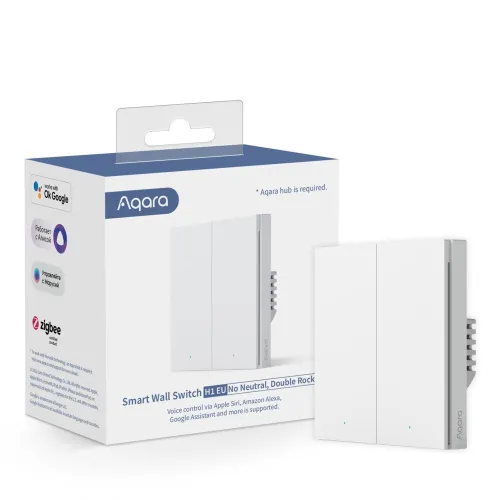 Aqara Wall Double Switch H1 | Przełącznik | bez Neutral, Zigbee 3.0, EU, WS-EUK02