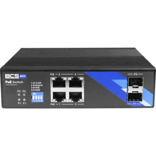 BCS-B-ISP04G-2SFP BCS PoE kapcsoló 4 porttal DIN sínhez