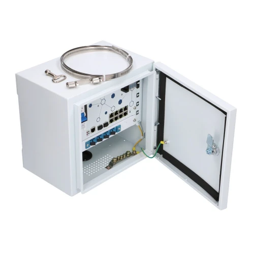 Extralink Minos | Kültéri PoE switch | 8x RJ45 1000Mb/s PoE, 2x SFP, 200W, L2, aktív hűtés