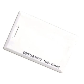 EMC-01 125kHz 1,8mm RFID kártya számmal (8H10D+W24A), lyukasztott, laminált fehér színben
