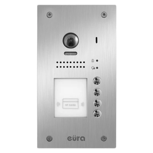 EURA VDA-86A5 2EASY moduláris kültéri videó kaputelefon készlet, beépíthető, 4 lakásos fisheye funkcióval és közelítő kártya funkcióval