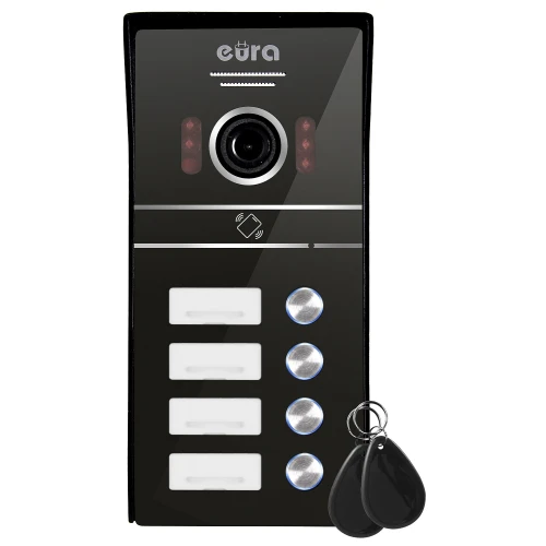 EURA VDA-64C5 kültéri videókaputelefon kazetta - négy családos, fekete, 1080p kamera