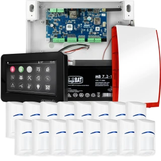 Komplett riasztórendszer NEOLTE-IP-SET, 16 BOSCH érzékelő, fekete kezelő, GSM WiFi