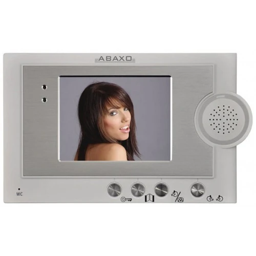 Monitor 4" głośnomówiący Abaxo M-420C z eleganckim wyświetlaczem i przyciskami sterującymi. Kompaktowy design urządzenia idealnie pasuje do nowoczesnych wnętrz.