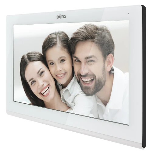 EURA VDA-08C5 monitor - fehér, érintőképernyős, 7'' LCD, FHD, WiFi, képmemória, 128GB SD