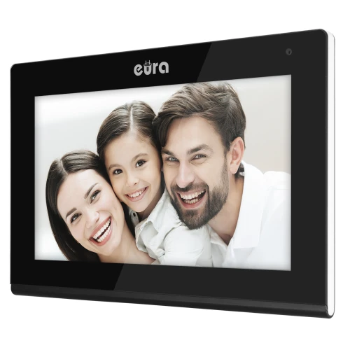 EURA VDA-08C5 monitor - fekete, érintőképernyős, 7'' LCD, FHD, WiFi, képmemória, 128GB SD
