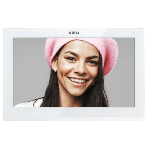 EURA VDA-09C5 monitor - fehér, érintőképernyős, 7'' LCD, FHD, képmemória, 128GB SD, bővíthető akár 6 monitorra