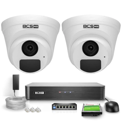Monitorozó készlet 2x BCS-B-EIP12FR3(2.0) Full HD IR 30m Audio PoE 1TB kamera