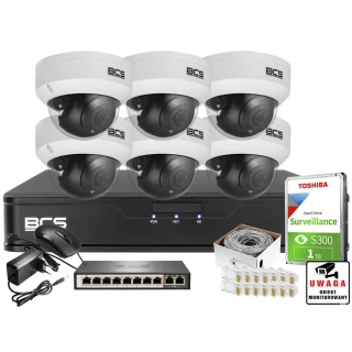 H.265+ BCS Point 6x Kamera BCS-P-DIP15FSR3 1TB vállalati, üzleti és otthoni megfigyelőrendszer
