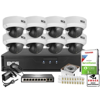 H.265+ BCS Point 8x Kamera BCS-P-DIP15FSR3 1TB vállalati, üzleti és otthoni megfigyelőrendszer