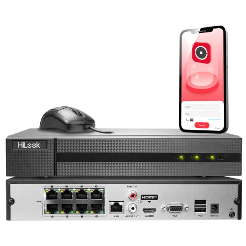 8x IPCAM-T2 monitorozó készlet, Full HD, IR 30m, PoE, H.265+ Hilook Hikvision
