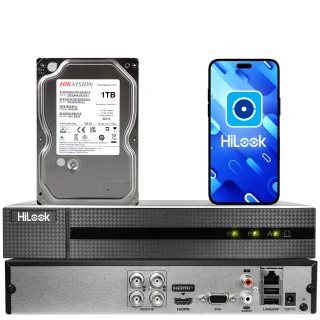 HiLook by Hikvision hibrid rögzítő DVR-4CH-5MP 1TB merevlemezzel