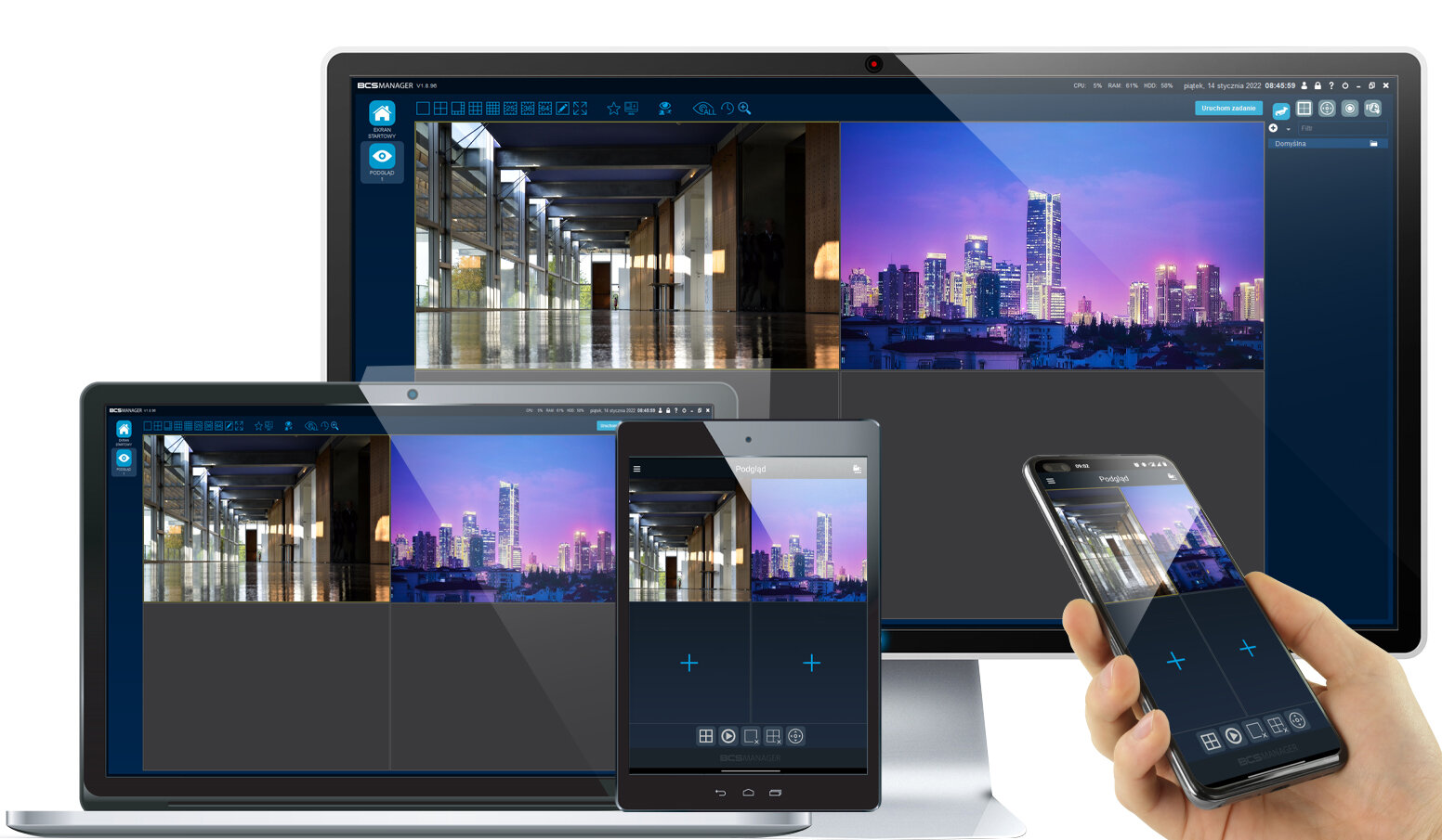 Podgląd mobilny z Zestaw do monitoringu: Rejestrator BCS-XVR0401 + 1x BCS-TQ6200IR3 - Dysk 1TB + Akcesoria