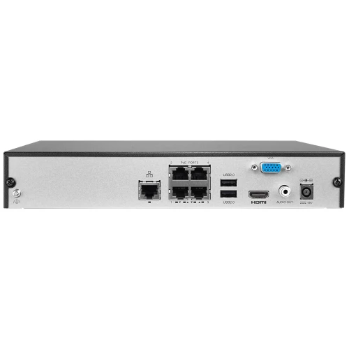 BCS-B-NVR0401-4P(2.0) 4 csatornás hálózati rögzítő, beépített POE switch-csel, akár 8MPx-ig