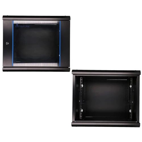 Extralink 9U összeszerelhető 600x450 falra szerelhető fekete RACK szekrény