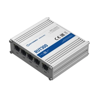 Teltonika RUT300 | Ipari Router | 5x RJ45 100Mb/s, 1x USB, Passzív PoE