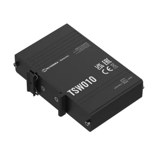 Teltonika TSW010 | Kapcsoló | 5x RJ45 100Mb/s, Passzív PoE, IP30, DIN