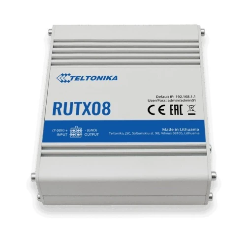 Teltonika RUTX08 | Ipari router | 1x WAN, 3x LAN 1000 Mb/s, VPN