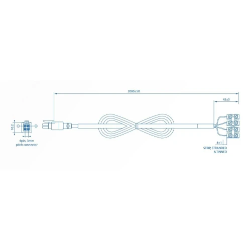 Teltonika tápkábel | Tápellátó kábel | 4-utas csavaros csatlakozóval, PR2FK20M