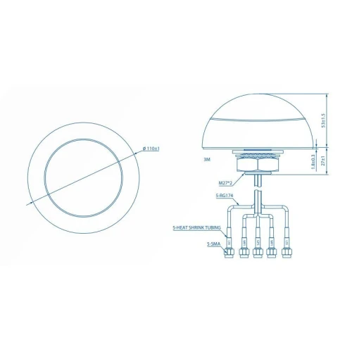Teltonika 003R-00253 | Combo Antenna | MIMO LTE/GPS/WIFI, tetőantenna