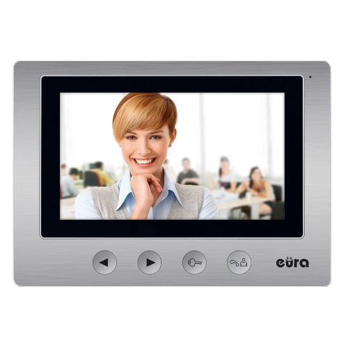 EURA VDP-33A3 LUNA videókaputelefon, 7 colos képernyő, 2 bemenet támogatása, képmemória, közelítési kulcsolvasó