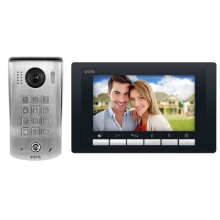EURA VDP-60A5/N BLACK 2EASY videókaputelefon - egy családi, 7'' LCD, fekete, mechanikus kódoló, felszíni szerelésű