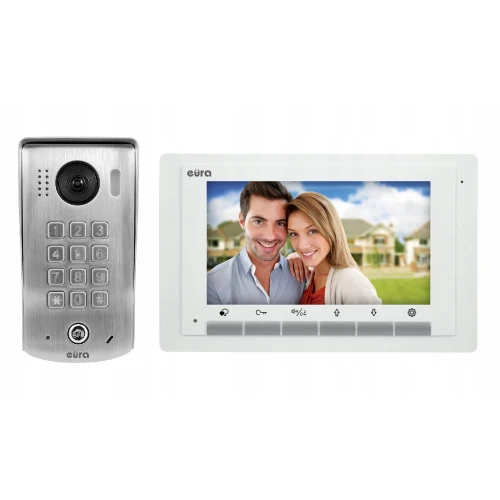 EURA VDP-60A5/N WHITE 2EASY videókaputelefon - egy családi, 7'' LCD, fehér, mechanikus kódolóval, felszíni szerelésű
