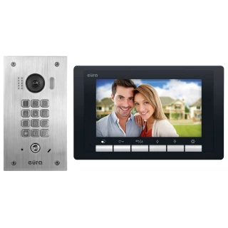 EURA VDP-60A5/P BLACK 2EASY videókaputelefon - egy családi házhoz, 7'' LCD, fekete, mechanikus kódolóval, beépíthető