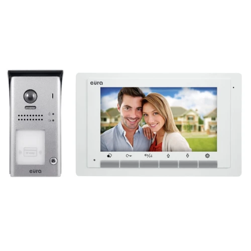 EURA VDP-61A5/N WHITE 2EASY videókaputelefon - egy családos, 7'' LCD, fehér, RFID, felszíni szerelésű