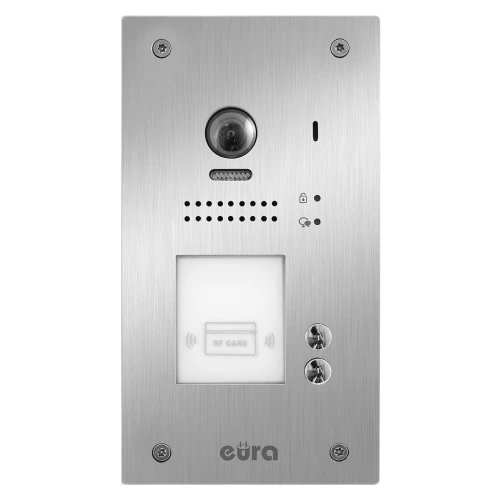 EURA VDP-70A5/P WHITE "2EASY" - kétszobás videókaputelefon, 2x LCD 7", fehér, Unique 125 kHz-es közelítő olvasó, beépíthető