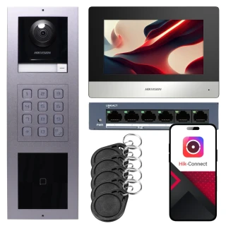 Hikvision IP videó kaputelefon 1x monitor DS-KH6320-WTE1, süllyesztett, panel, billentyűzet, olvasó
