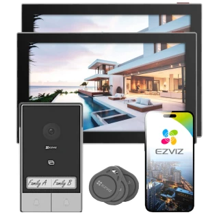EZVIZ HP7 videókaputelefon 2 családos, 2 vezetékes, WiFi, 2 monitoros, olvasóval