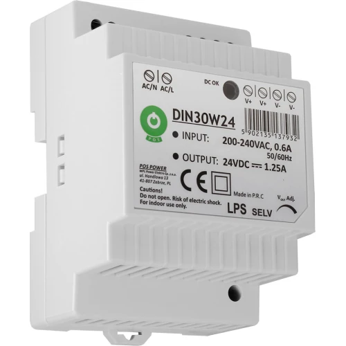 DIN sínre szerelhető tápegység DIN30W24 24V