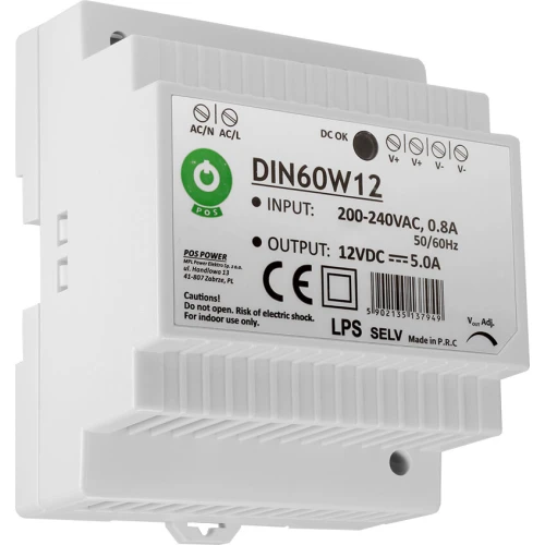 DIN sínre szerelhető DIN60W12 12V tápegység