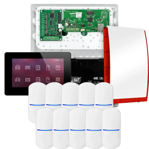 SATEL INTEGRA 32 riasztókészlet, 10x PET érzékelő, jelző, fekete INT-TSH2-B kezelő