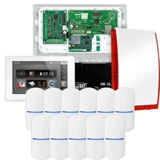 SATEL INTEGRA 32 riasztókészlet, 11x érzékelő, jelző, fehér INT-TSI-W kezelő, LTE kommunikáció