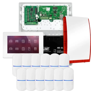 SATEL INTEGRA 32 riasztókészlet, 12x PET érzékelő, jelző, fehér INT-TSH2-W kezelő