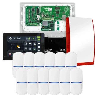 SATEL INTEGRA 32 riasztókészlet, 12x érzékelő, sziréna, fekete INT-TSI-B kezelő, LTE kommunikáció