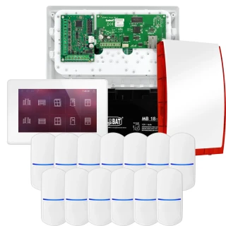 SATEL INTEGRA 32 riasztókészlet, 13x PET érzékelő, jelző, fehér INT-TSH2-W kezelő