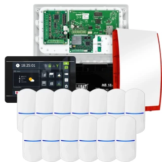 SATEL INTEGRA 32 riasztókészlet, 13x érzékelő, jelző, fekete INT-TSI-B kezelő, LTE kommunikáció