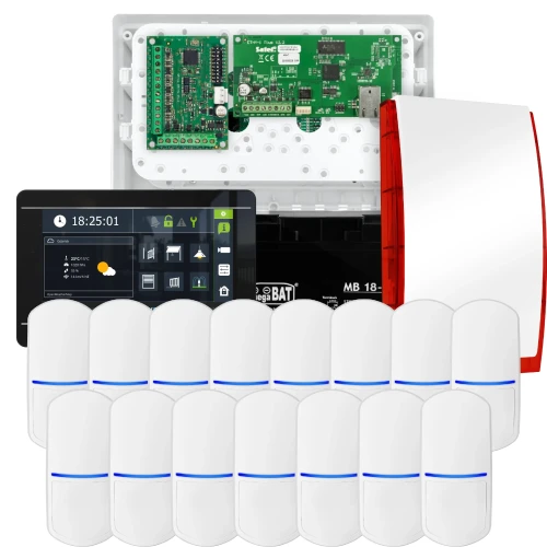 SATEL INTEGRA 32 riasztókészlet, 15x PET érzékelő, jelző, fekete INT-TSI-B kezelő