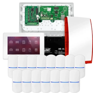 SATEL INTEGRA 32 riasztókészlet, 15x PET érzékelő, sziréna, fehér INT-TSH2-W kezelő