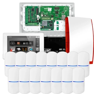 SATEL INTEGRA 32 riasztókészlet, 15x érzékelő, jelző, fehér INT-TSI-W kezelő, LTE kommunikáció