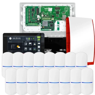 SATEL INTEGRA 32 riasztókészlet, 16x érzékelő, jelző, fekete INT-TSI-B kezelő, LTE kommunikáció