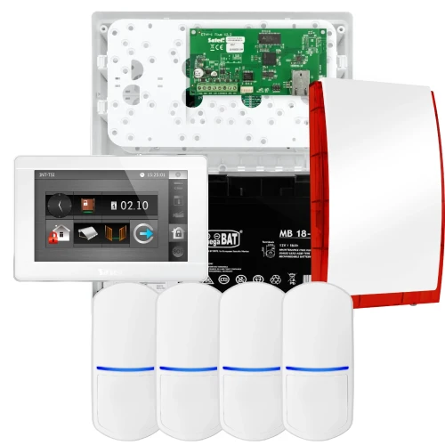 SATEL INTEGRA 32 riasztókészlet, 4x érzékelő, jelző, fehér INT-TSI-W kezelő