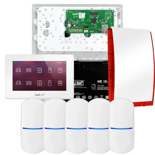 SATEL INTEGRA 32 riasztókészlet, 5x PET érzékelő, sziréna, fehér INT-TSH2-W kezelő