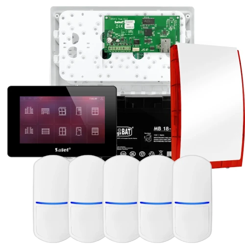 SATEL INTEGRA 32 riasztókészlet, 5x érzékelő, jelző, fekete INT-TSH2-B kezelő