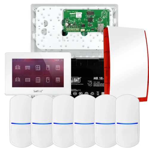 SATEL INTEGRA 32 riasztókészlet, 6x érzékelő, jelző, fehér INT-TSH2-W kezelő