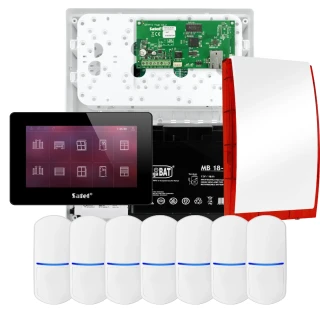SATEL INTEGRA 32 riasztókészlet, 7x PET érzékelő, jelző, fekete INT-TSH2-B kezelő